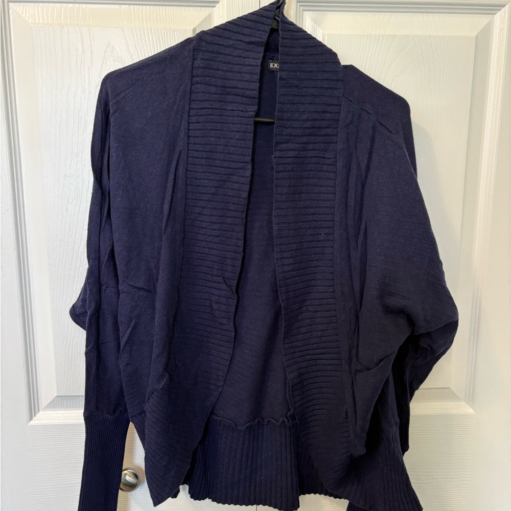 Express Navy Blue Cardigan Sweater with Shawl Collar